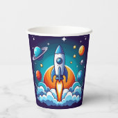 Retro, Weltraumrakete Pappbecher (Rückseite)