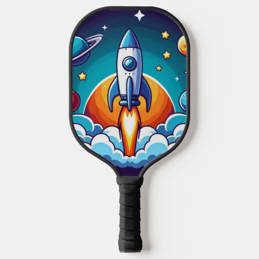 Retro, Weltraumrakete Pickleball Schläger (Vorderseite)