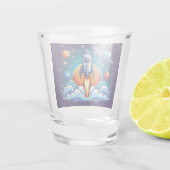 Retro, Weltraumrakete Schnapsglas (Rückseite)