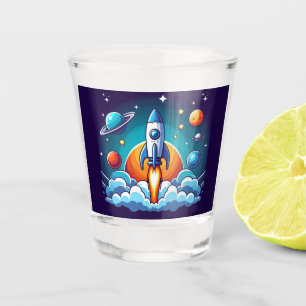 Retro, Weltraumrakete Schnapsglas