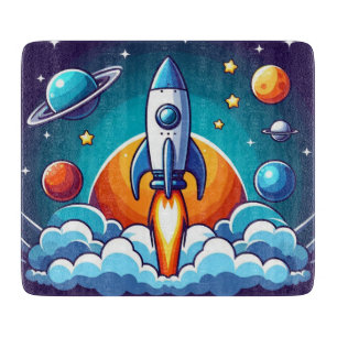 Retro, Weltraumrakete Schneidebrett