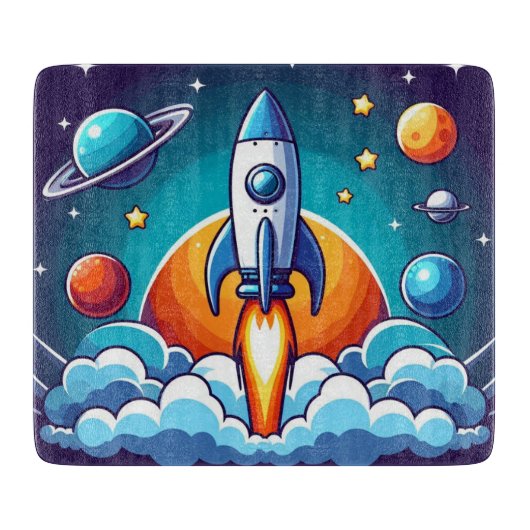 Retro, Weltraumrakete Schneidebrett (Vorderseite)