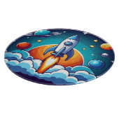 Retro, Weltraumrakete Schneidebrett (Ecke)