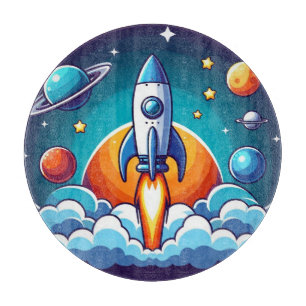 Retro, Weltraumrakete Schneidebrett