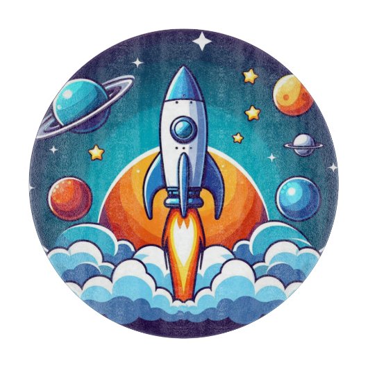 Retro, Weltraumrakete Schneidebrett (Vorderseite)