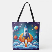 Retro, Weltraumrakete Tasche (Vorderseite)