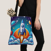 Retro, Weltraumrakete Tasche (Von Nahem)