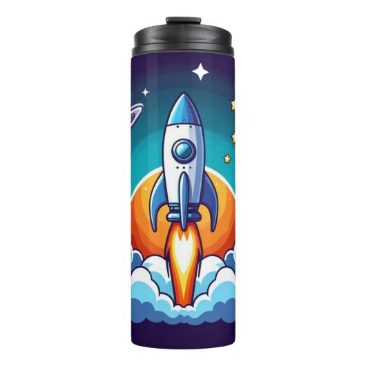 Retro, Weltraumrakete Thermosbecher (Vorderseite)