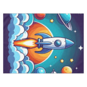 Retro, Weltraumrakete Tischdecke (Vorderseite (Horizontal))