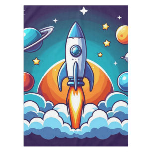 Retro, Weltraumrakete Tischdecke