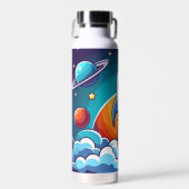 Retro, Weltraumrakete Trinkflasche (Vorne)