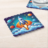 Retro, Weltraumrakete Untersetzer (angewinkelt)