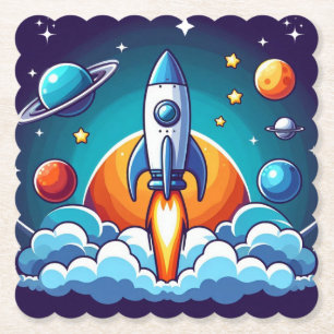 Retro, Weltraumrakete Untersetzer