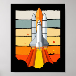 Retro-Weltraumrakete Vintage-Astronaut Raumschiff Poster