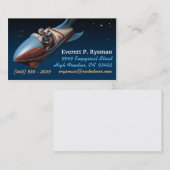 Retro Weltraumrakete-Visitenkarten Visitenkarte (Vorne/Hinten)