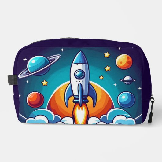 Retro, Weltraumrakete Waschbeutel (Vorderseite)