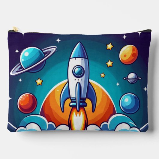 Retro, Weltraumrakete Zubehörtasche (Vorderseite)