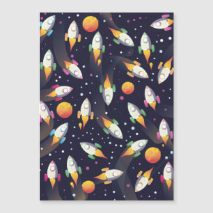 Retro-Weltraumraketen-Muster. Magnetkarte