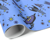 Retro Weltraumraketeschiff erforschen die Sterne! Geschenkpapier (Rolleneckpunkt)