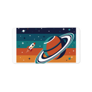 Retro Weltraumreise Adressaufkleber
