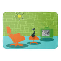 Retro Weltraumzeitalter-Miezekatze-Bad-Matte