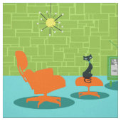 Retro Weltraumzeitalter-Miezekatze-Gewebe Stoff (Muster)