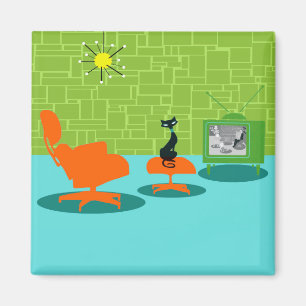 Retro Weltraumzeitalter-Miezekatze-Magnet Magnet