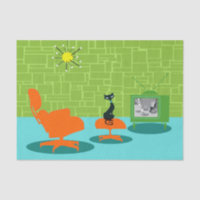 Retro Weltraumzeitalter-Miezekatze-Seidenpapier