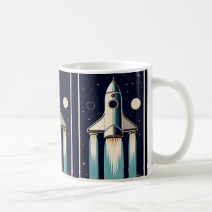 Retro-Weltraumzeitalter-Raketenraumschiff der 50er Kaffeetasse