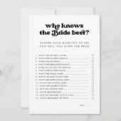 Retro Wer die Bride Best Duwer Game Card kennt Einladung (Vorderseite)