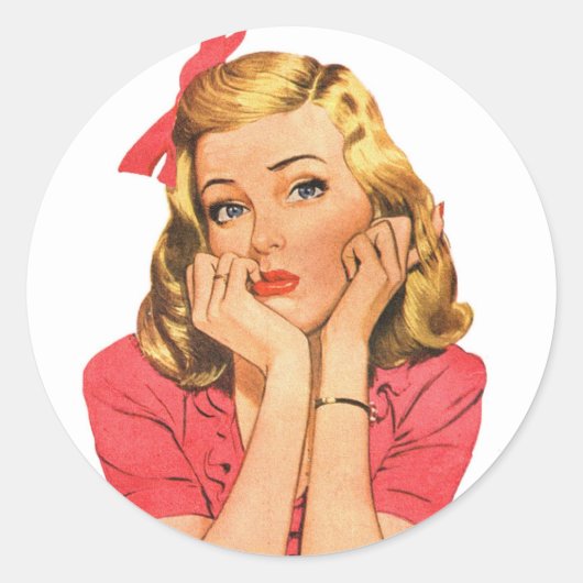 Retro-Werbung für Damen 'Egal was' Runder Aufkleber (Vorderseite)