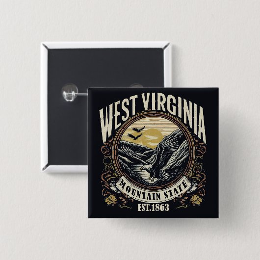 Retro West Virginia Button (Vorne & Hinten)