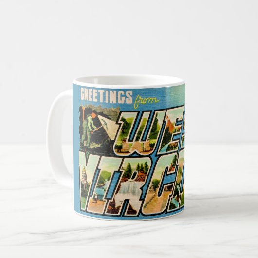 Retro West Virginia Gruß Kaffeetasse (Vorderseite Links)