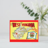 Retro-West-Virginia-Karte Postkarte (Stehend Vorderseite)