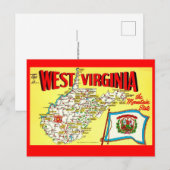 Retro-West-Virginia-Karte Postkarte (Vorne/Hinten)