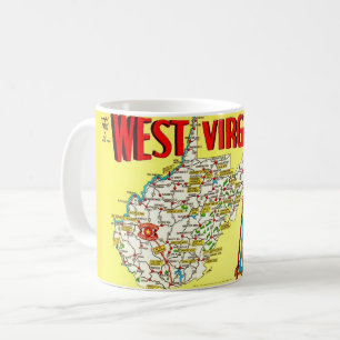 Retro-West-Virginia-Karten-Tasse Kaffeetasse