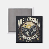 Retro West Virginia Magnet (Vorderseite/Rückseite)