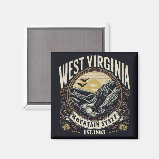 Retro West Virginia Magnet (Vorderseite/Rückseite)