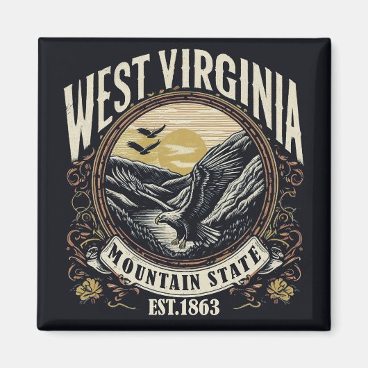 Retro West Virginia Magnet (Vorne)