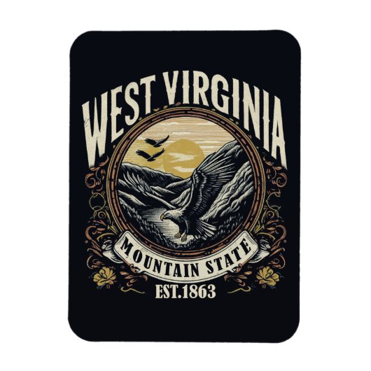 Retro West Virginia Magnet (Vertikal)