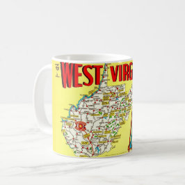 Retro  West Virginia Map Mug Kaffeetasse