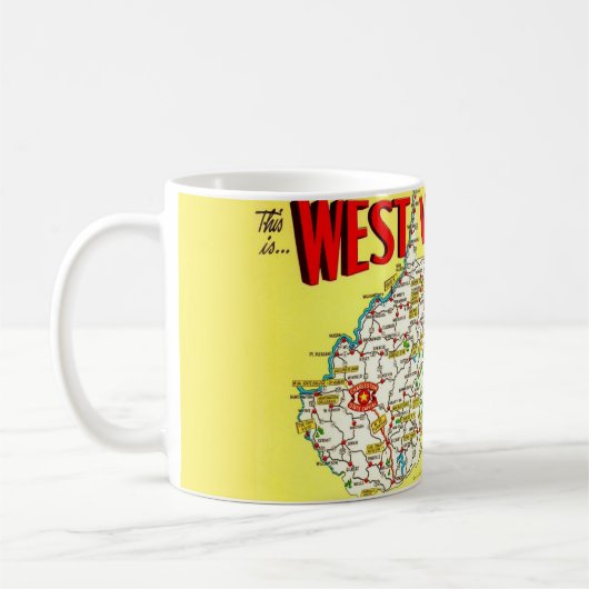 Retro  West Virginia Map Mug Kaffeetasse (Links)