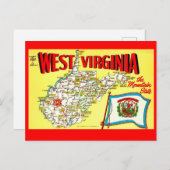 Retro West Virginia Map Postcard Postkarte (Vorne/Hinten)