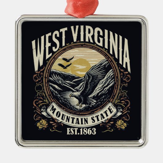 Retro West Virginia Ornament Aus Metall (Vorne)