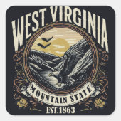 Retro West Virginia Quadratischer Aufkleber (Vorderseite)