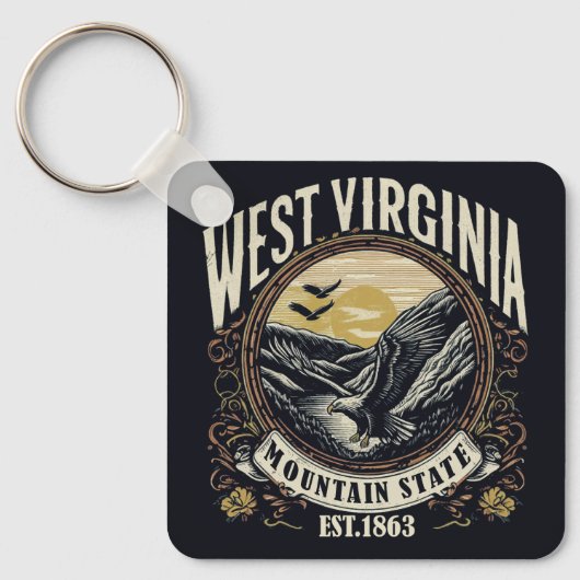 Retro West Virginia Schlüsselanhänger (Vorderseite)