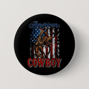 Retro Western 4. Juli Cowboy für Männer Pferd Kuh Button