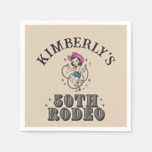 Retro Western 50. Rodeo Geburtstag Serviette (Vorderseite)