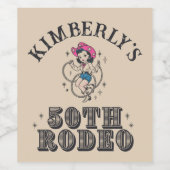 Retro Western 50. Rodeo Geburtstag Weinetikett (Einzelnes Label)