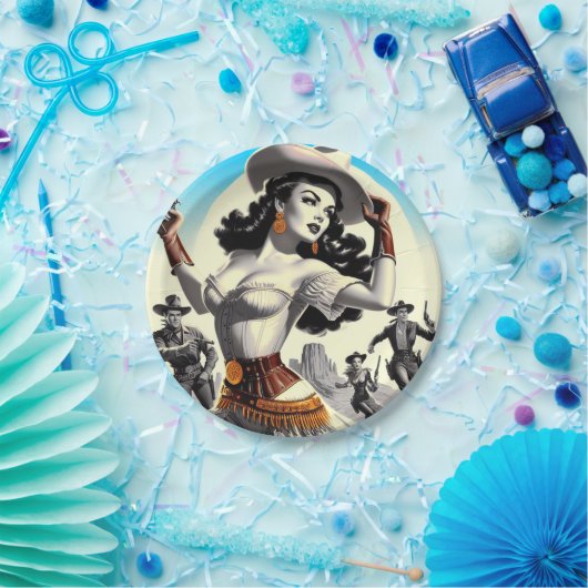 Retro-Western-Button Pappteller (Party)